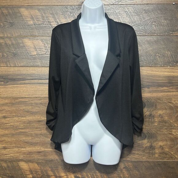 Moa Moa Black Open Cardigan‎ Medium Cinch 3/4 Sleeve Whimsigoth Witchy Office - Picture 1 of 14